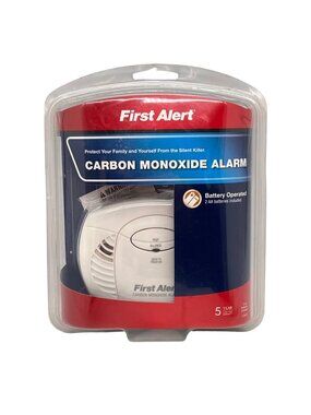 First Alert Battery-Operated Carbon Monoxide Alarm Loud Siren & 2 AA Batteries